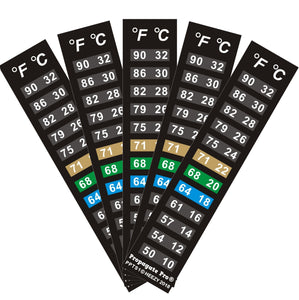 Stick On Thermometer Strips, Horizontal or Vertical Temperature Display for Fermenting, Brewing, Wine, Beer, Kombucha or Aquariums. Adhesive Stickers
